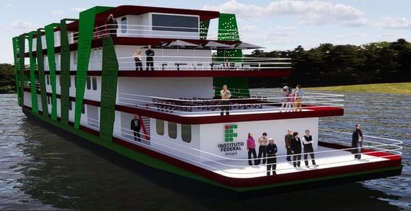 Maquete eletrônica do Campus Fluvial, que terá um prédio administrativo de apoio localizado em Macapá